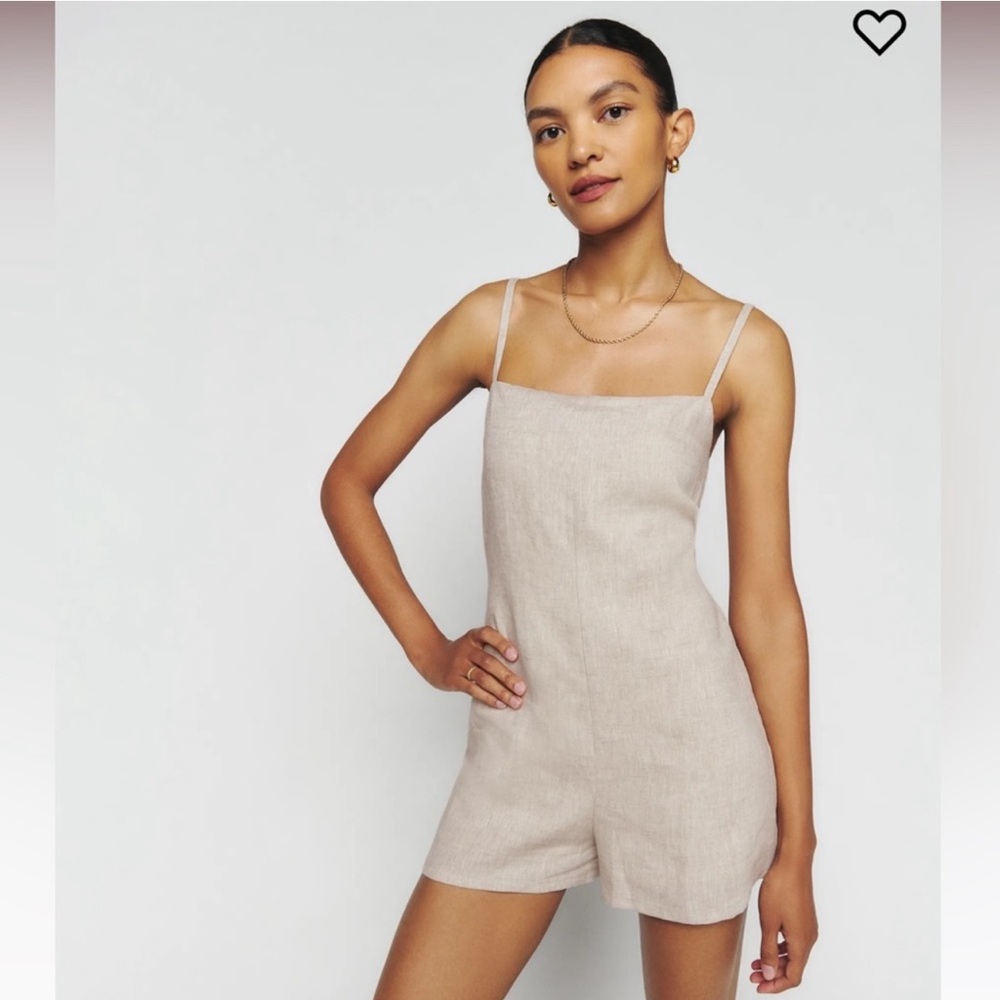NEW with tags, Reformation Harper Linen Romper – Oatmeal